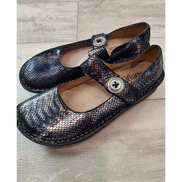 Alegria 38 (8/8.5) Metallic PALOMA 717 Leather Clog Mary Jane PEWTER CHARMER - Picture 2 of 4